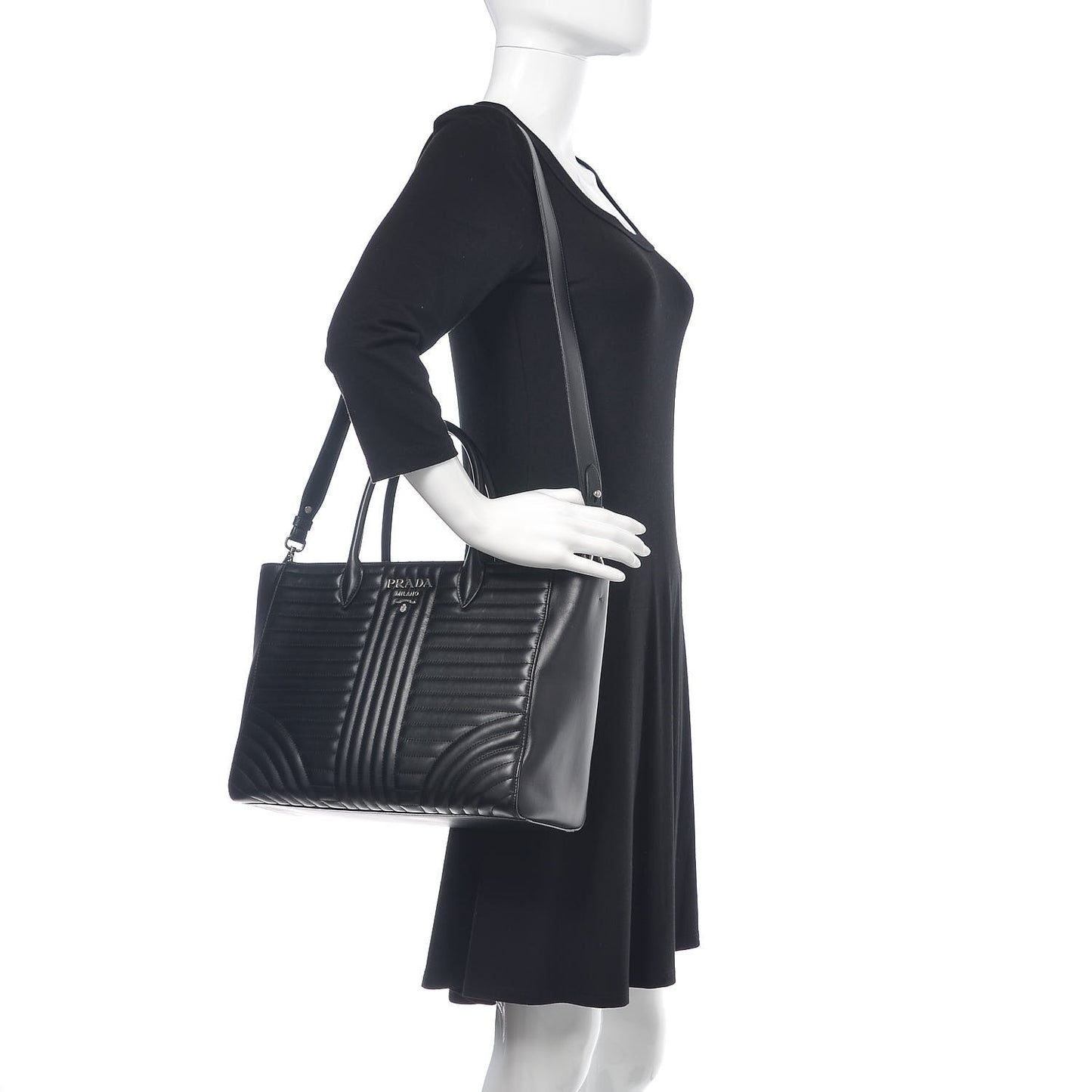 Soft Calfskin Impunture Diagramme Tote Black