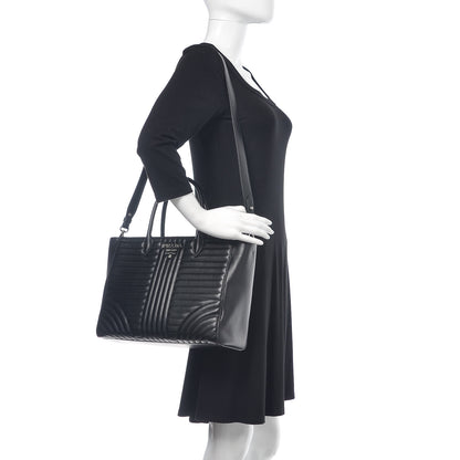 Prada Soft Calfskin Impunture Diagramme Tote Black 2 of 8