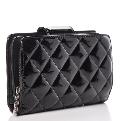 Chanel Patent Quilted Brilliant Zipped Pocket Wallet Black 3 of 8