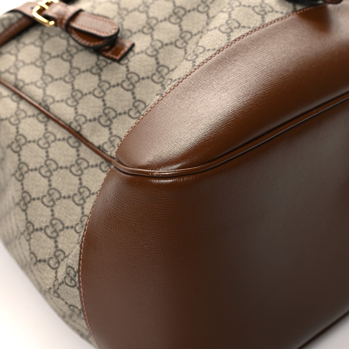 GG Supreme Monogram Azalea Calfskin Medium Retro Interlocking G Buckle Backpack Beige Ebony Brown Sugar
