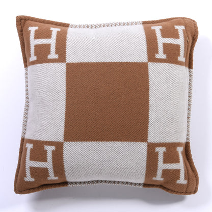 Hermes Wool Cashmere Avalon Pillow PM Ecru Camel 2 of 3