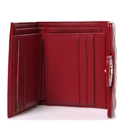 Chanel Caviar Quilted Compact Flap Wallet Dark Red 5 of 8