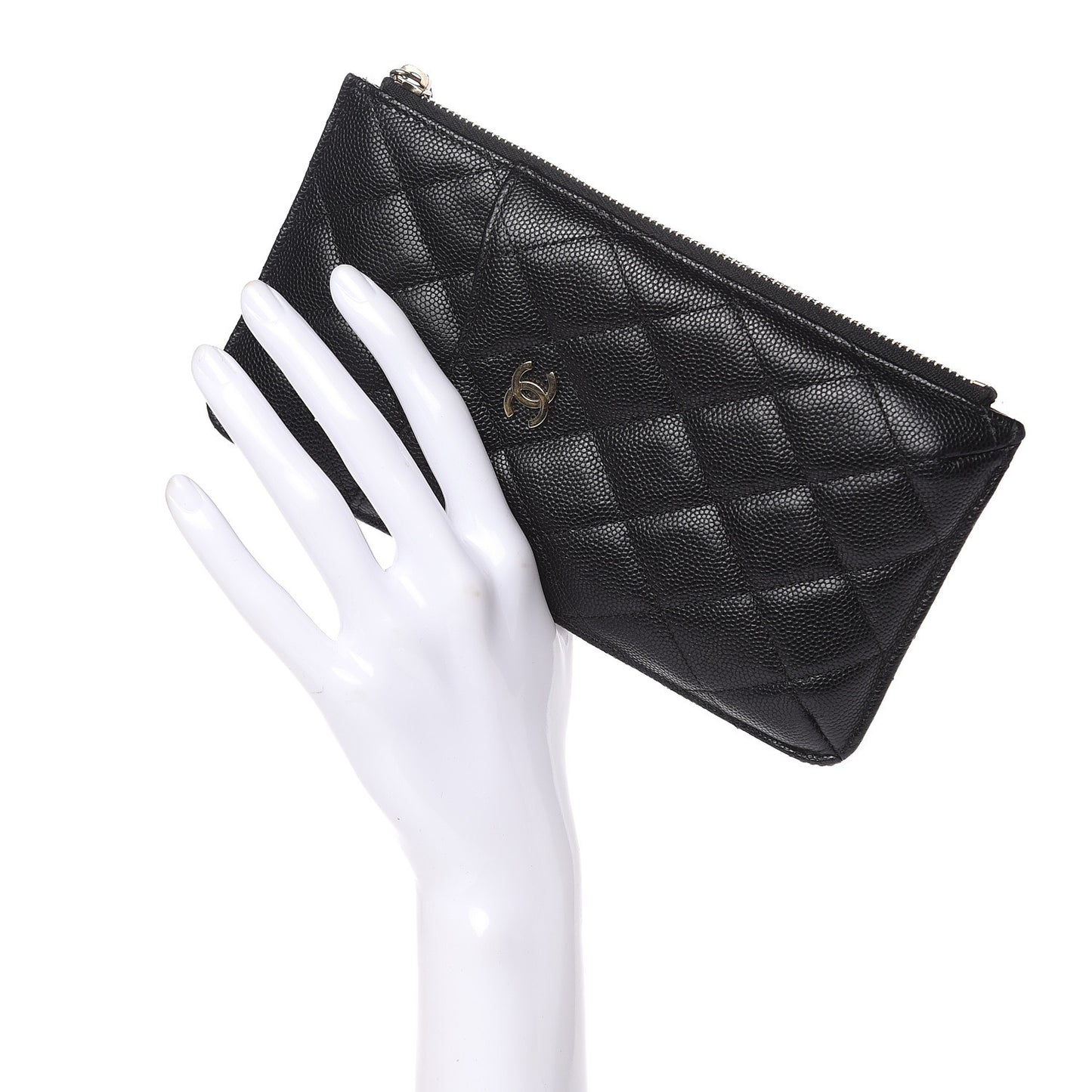 Caviar Quilted Classic Flat Wallet Pouch Black