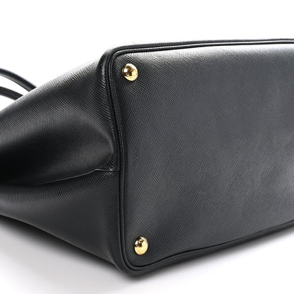 Prada Saffiano Cuir Large Double Bag Black Fuoco 8 of 9