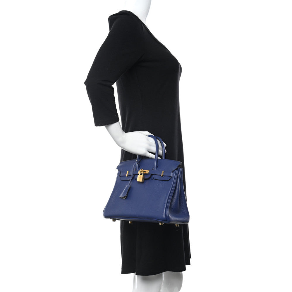 Taurillon Novillo Verso Birkin 25 Bleu Saphir Gris Mouette