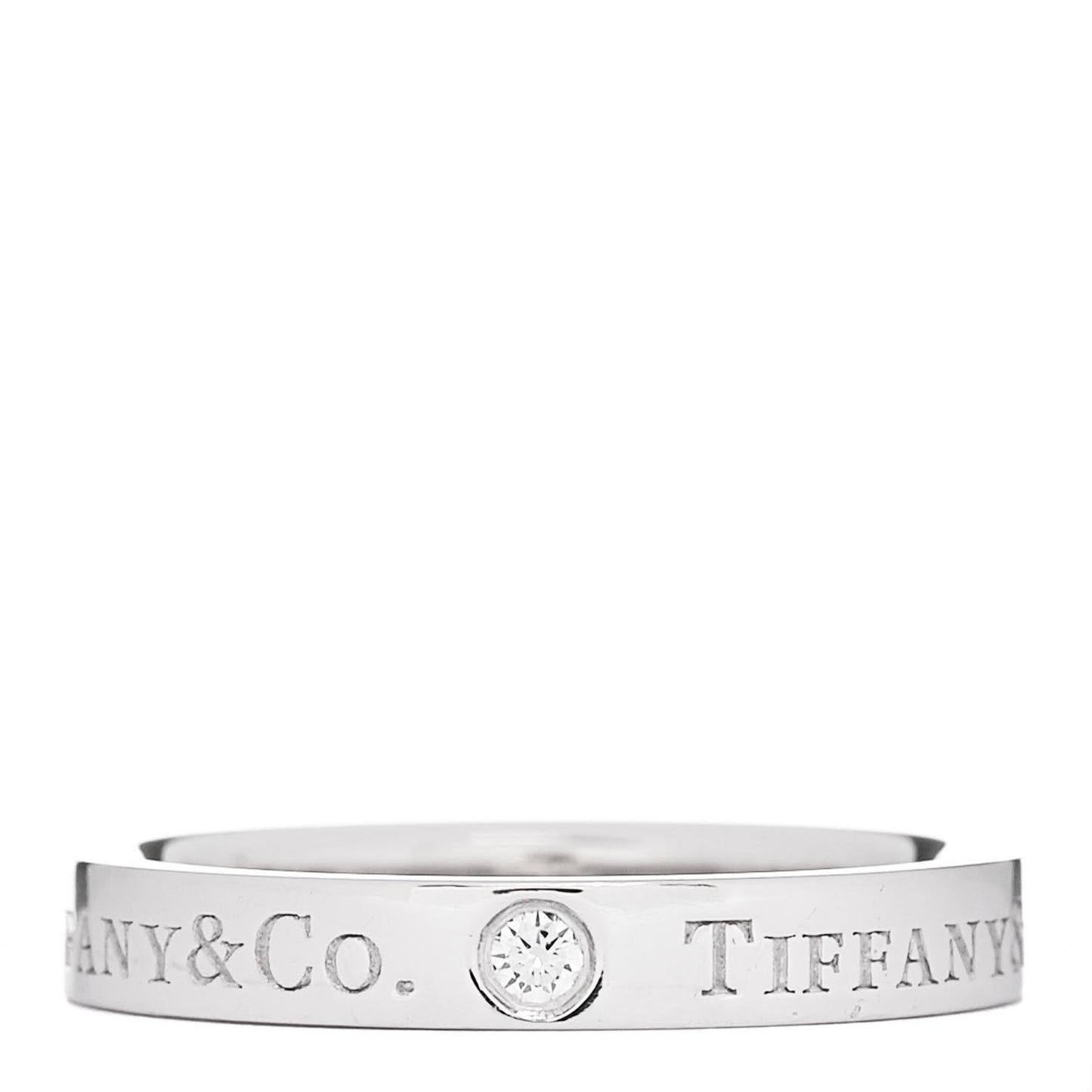 Platinum Diamond Logo Band Ring 51 5.75