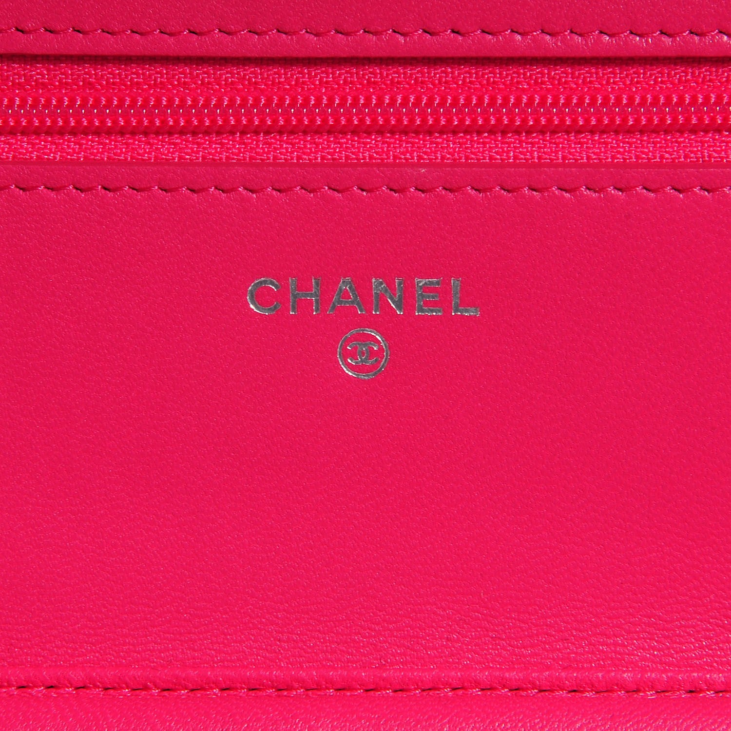 Chanel Lambskin Quilted Wallet On Chain WOC Fuchsia 7 of 9