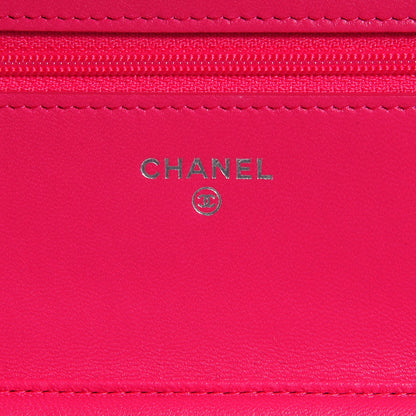 Chanel Lambskin Quilted Wallet On Chain WOC Fuchsia 7 of 9