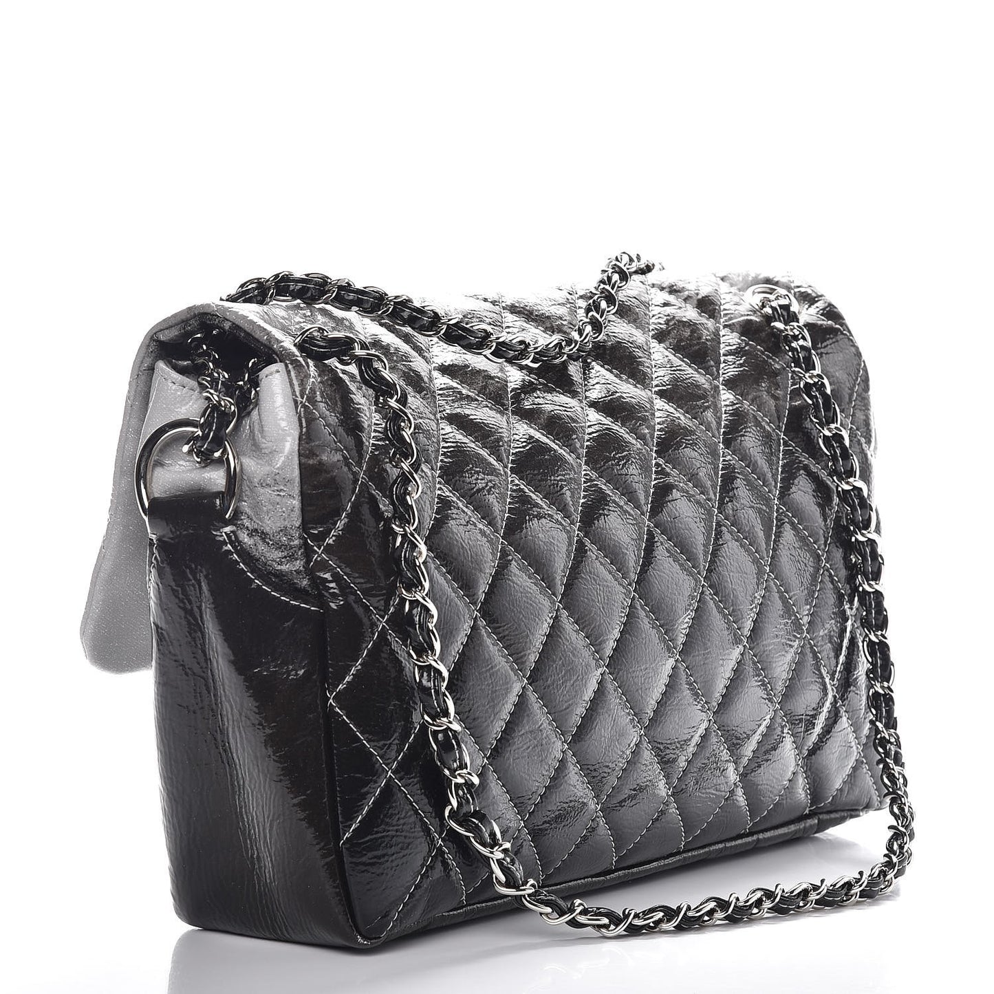 Vinyl Quilted Jumbo Melrose Degrade Flap Black