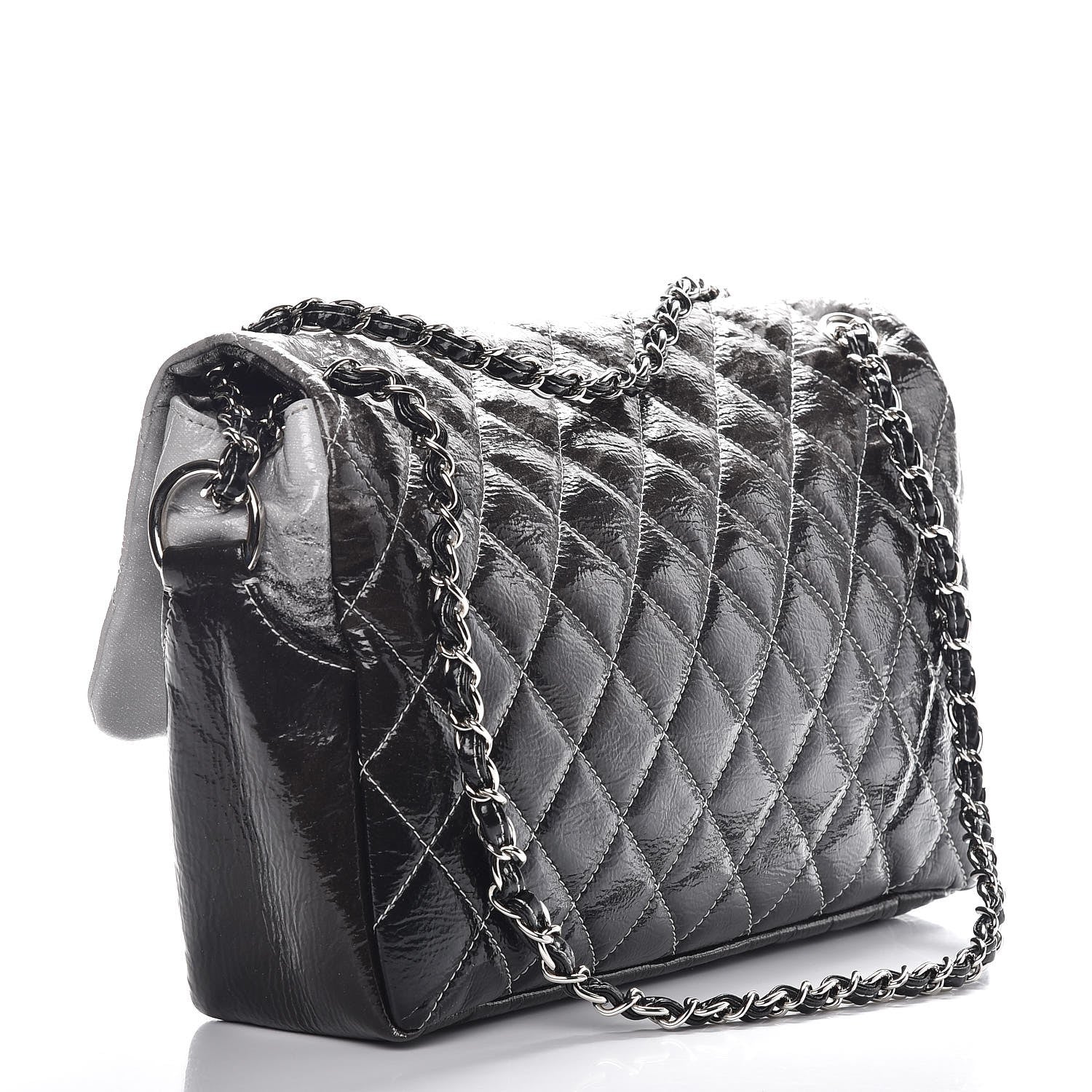 Chanel Vinyl Quilted Jumbo Melrose Degrade Flap Black 3 of 7