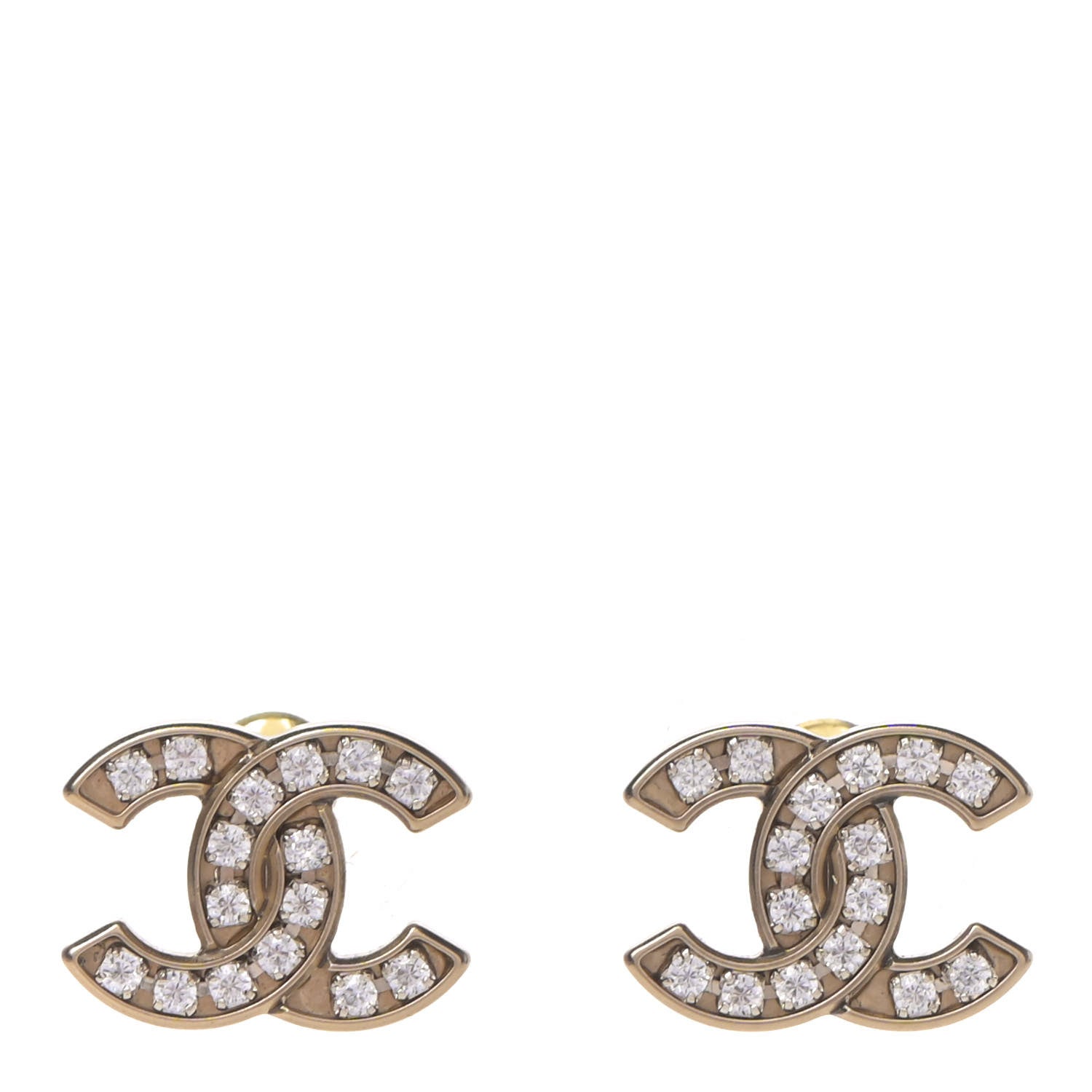 Chanel Crystal CC Earrings Gold 1 of 4