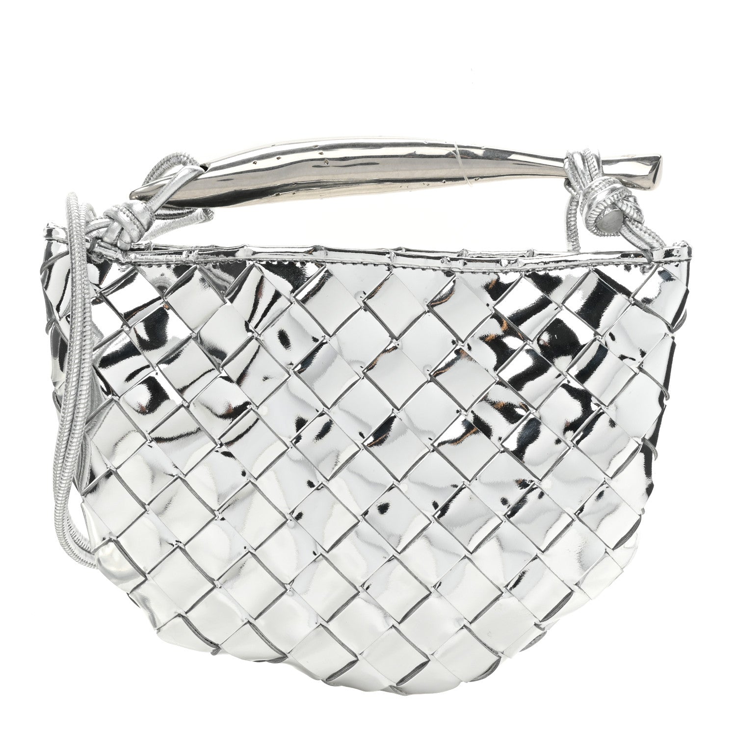 Bottega Veneta Mirror Laminated Nappa Intrecciato Mini Sardine Bag Silver 1 of 9