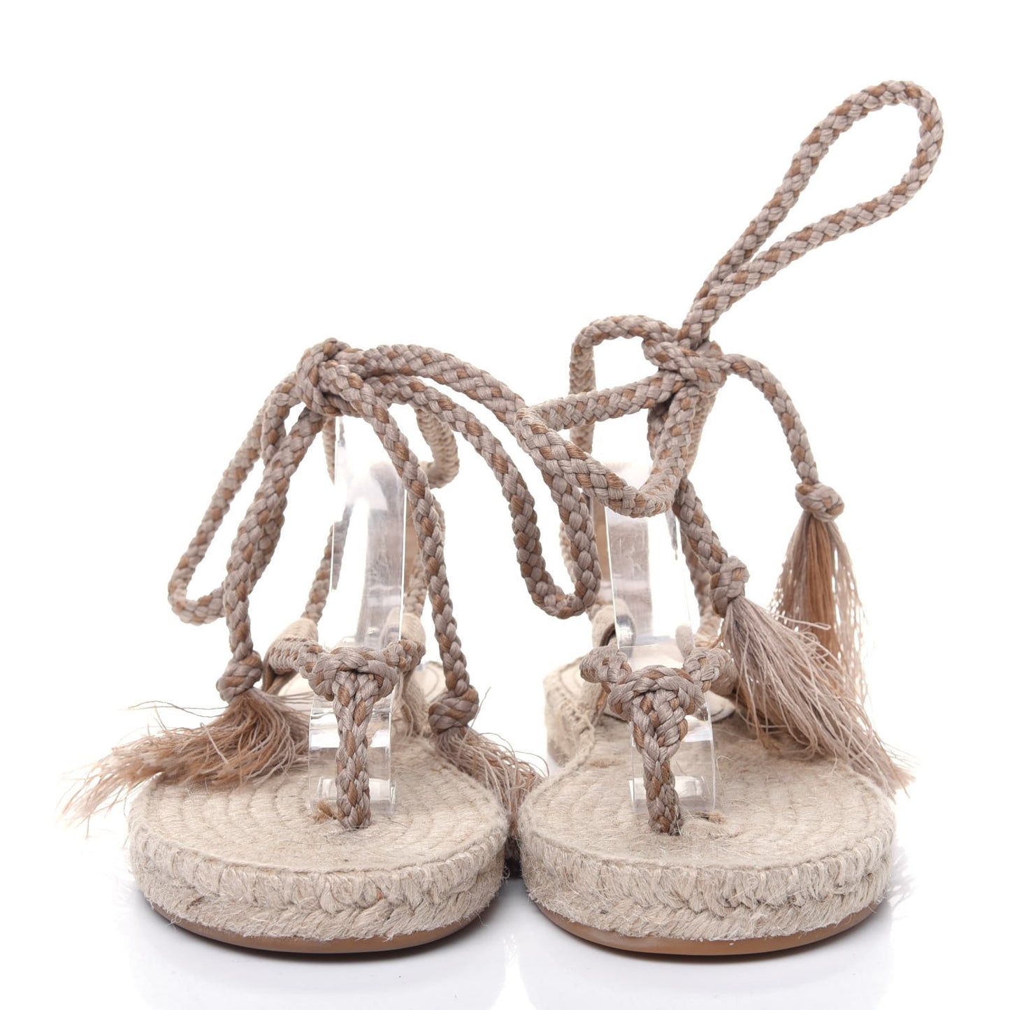 Cotton Embroidered Diorexpress Rope Sandals 35.5 Cream