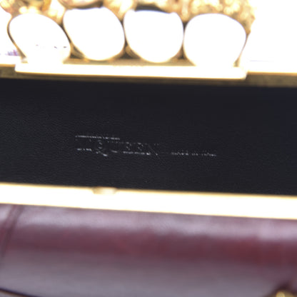 Alexander McQueen Nappa Buckle Skull Knuckle Box Clutch Burgundy 6 of 9