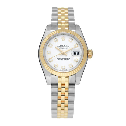 Rolex Stainless Steel 18K Yellow Gold Diamond 26mm Oyster Perpetual Datejust Watch White 179173 1 of 4