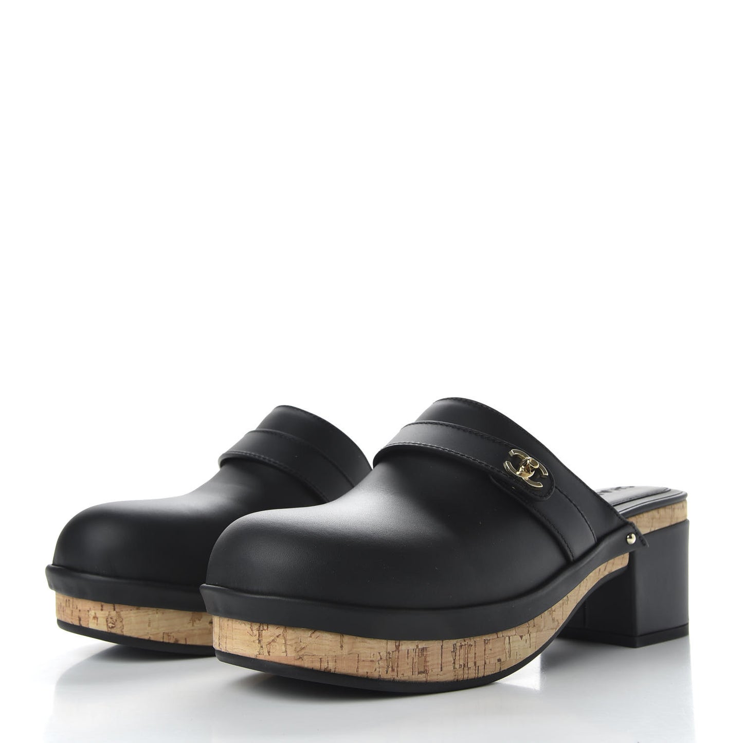 Calfskin CC Turn Lock Clogs 41 Black