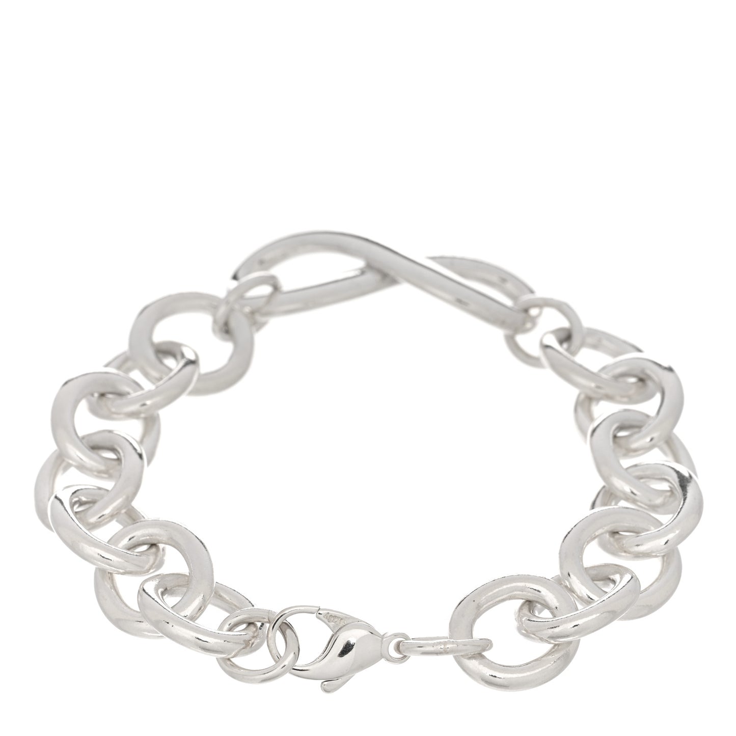 Sterling Silver Wide Infinity Chain Bracelet