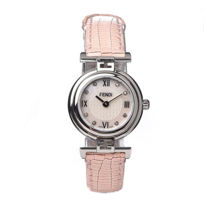 Fendi Stainless Steel Calfskin Diamond Pink Mother of Pearl 23mm Moda Quartz Watch 1 of 8