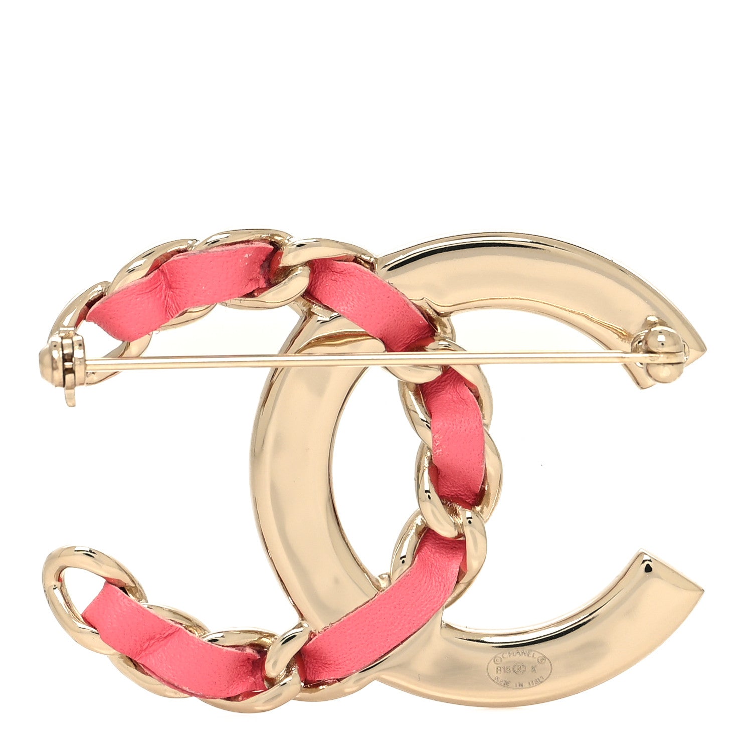 Chanel Lambskin Baguette Crystal CC Chain Brooch Pink Gold 3 of 4