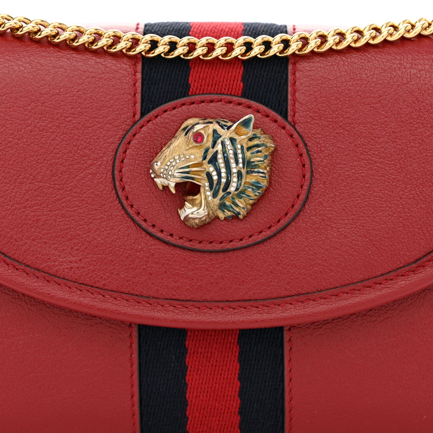 Textured Calfskin Web Mini Rajah Slim Flap Shoulder Bag Romantic Cherry