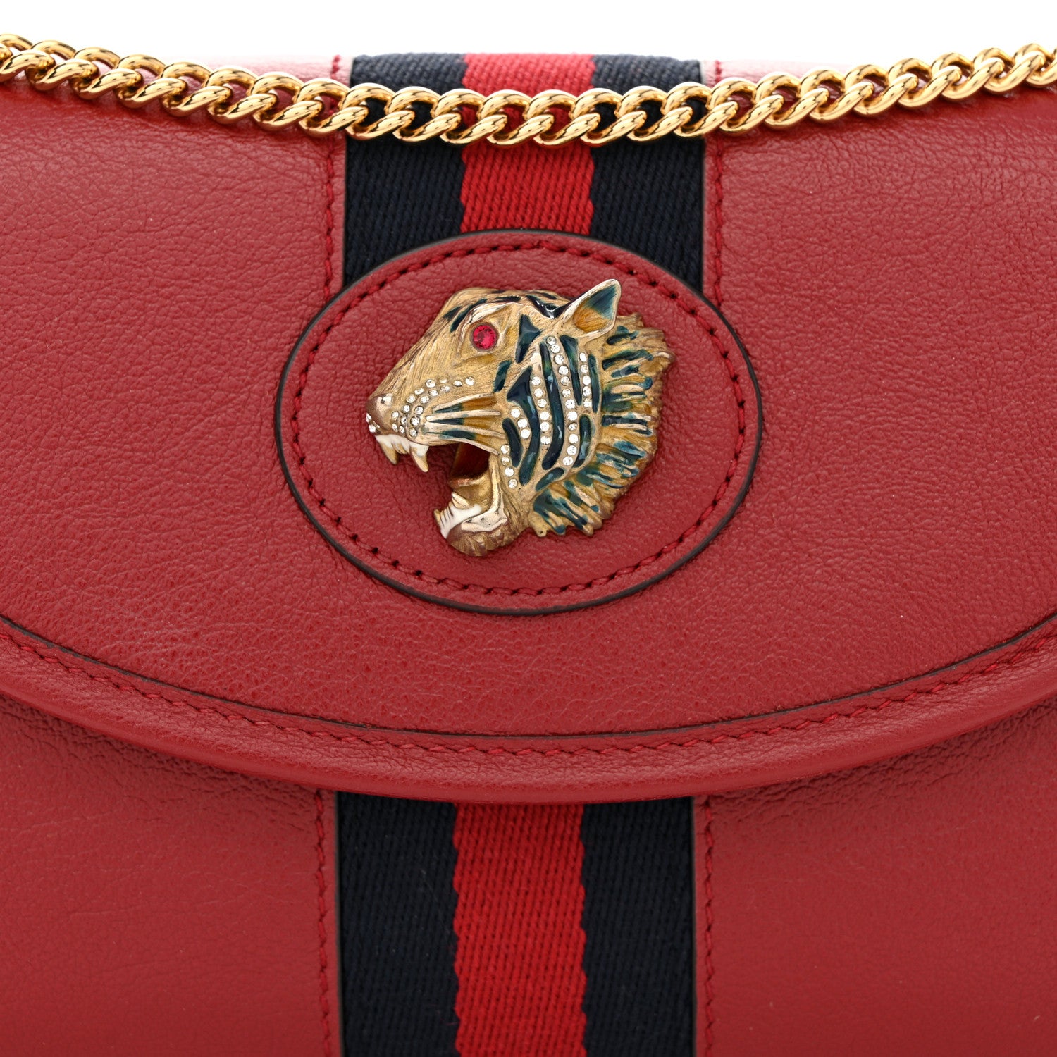 Gucci Textured Calfskin Web Mini Rajah Slim Flap Shoulder Bag Romantic Cherry 8 of 11