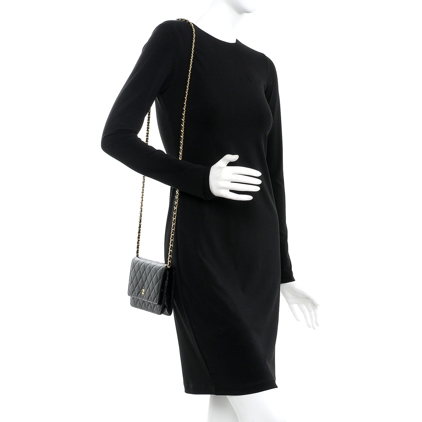 Caviar Quilted Wallet On Chain WOC Black