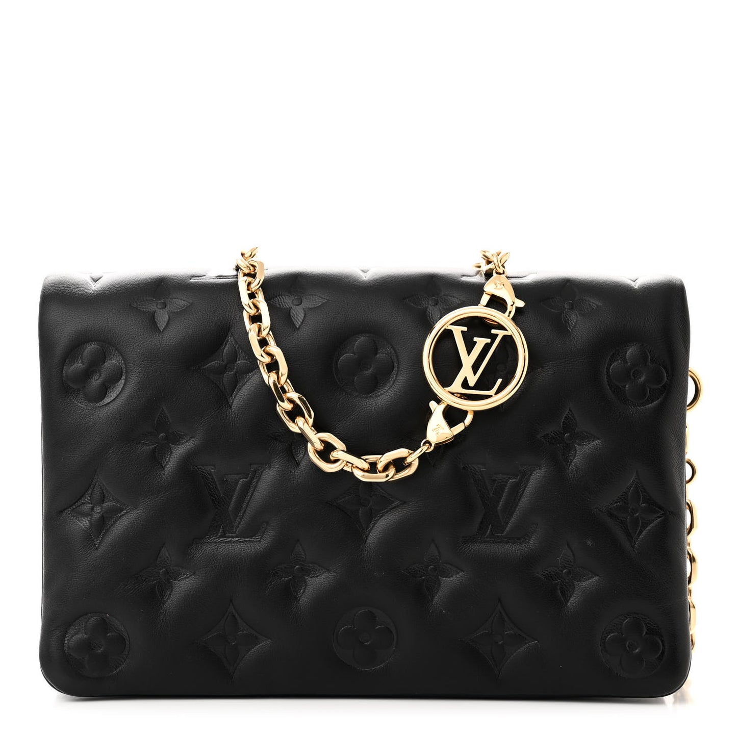 Lambskin Embossed Monogram Pochette Coussin Black