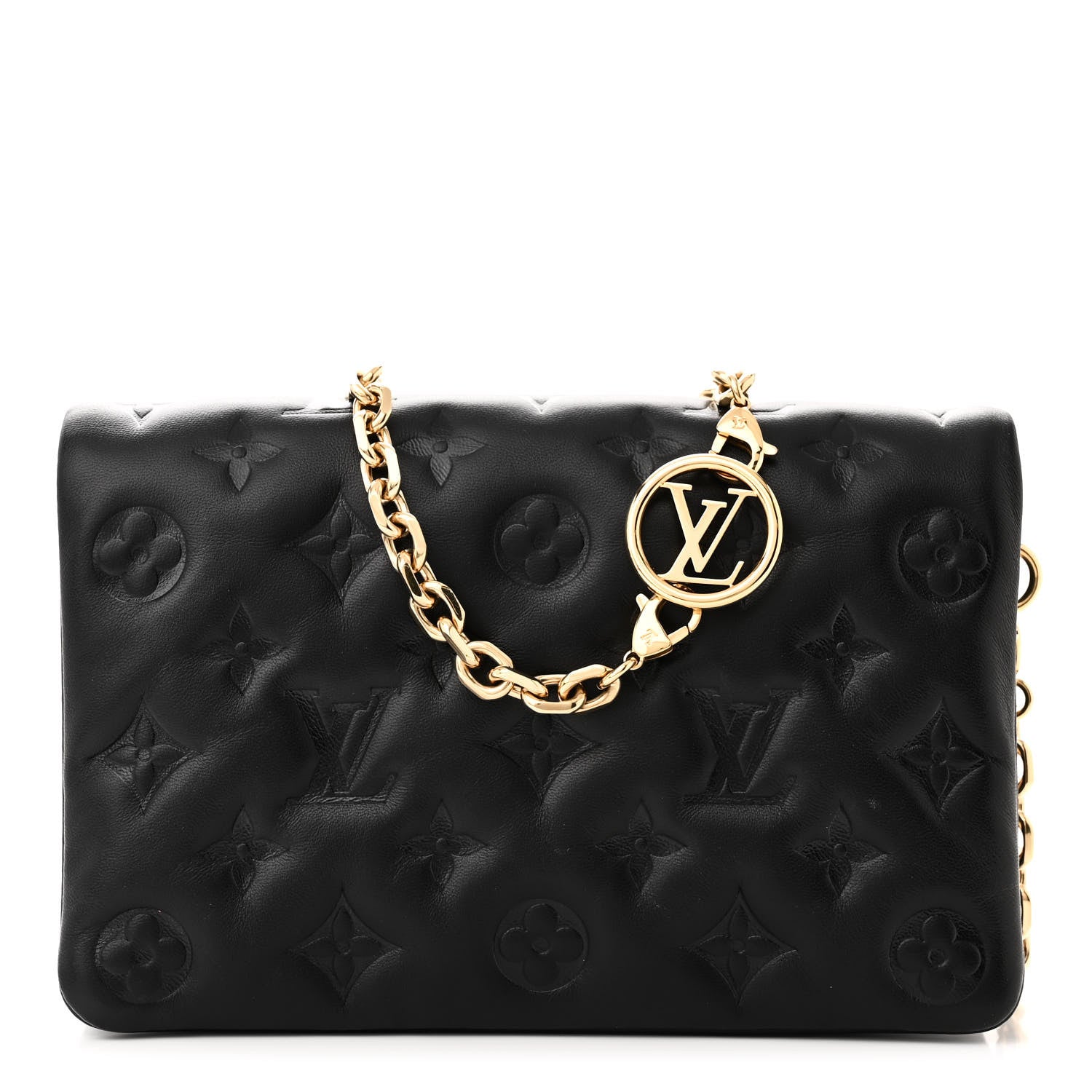 Louis Vuitton Lambskin Embossed Monogram Pochette Coussin Black 1 of 8