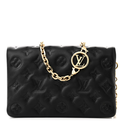 Louis Vuitton Lambskin Embossed Monogram Pochette Coussin Black 1 of 8
