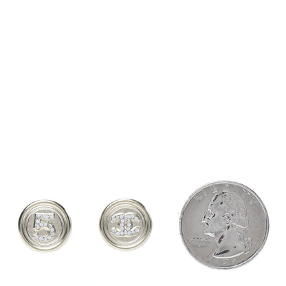 Chanel Crystal CC Round Earrings Light Gold 2 of 5
