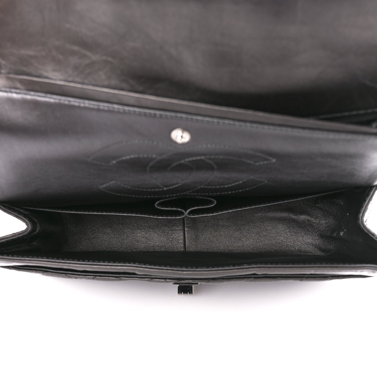 Metallic Aged Calfskin Quilted 2.55 Reissue Flap 226 Dark Grey