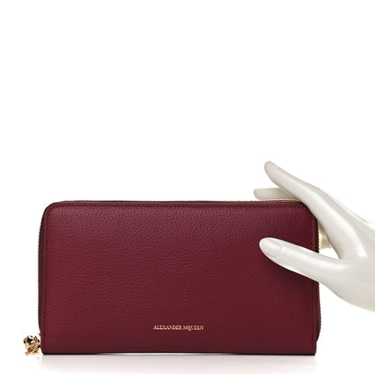 Alexander McQueen Pebbled Calfskin Skull Continental Zip Wallet Oxblood 2 of 13
