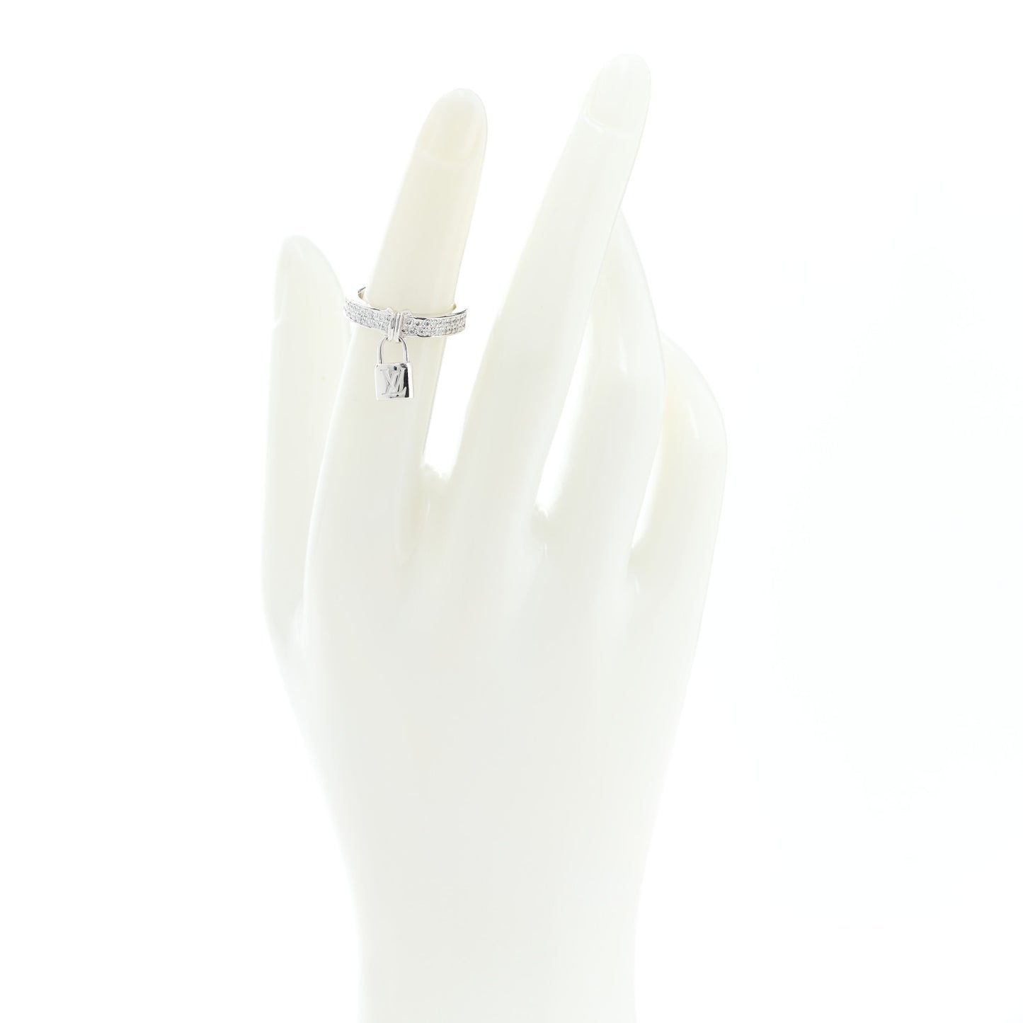 18K White Gold Diamond Lockit Ring 47 4.25