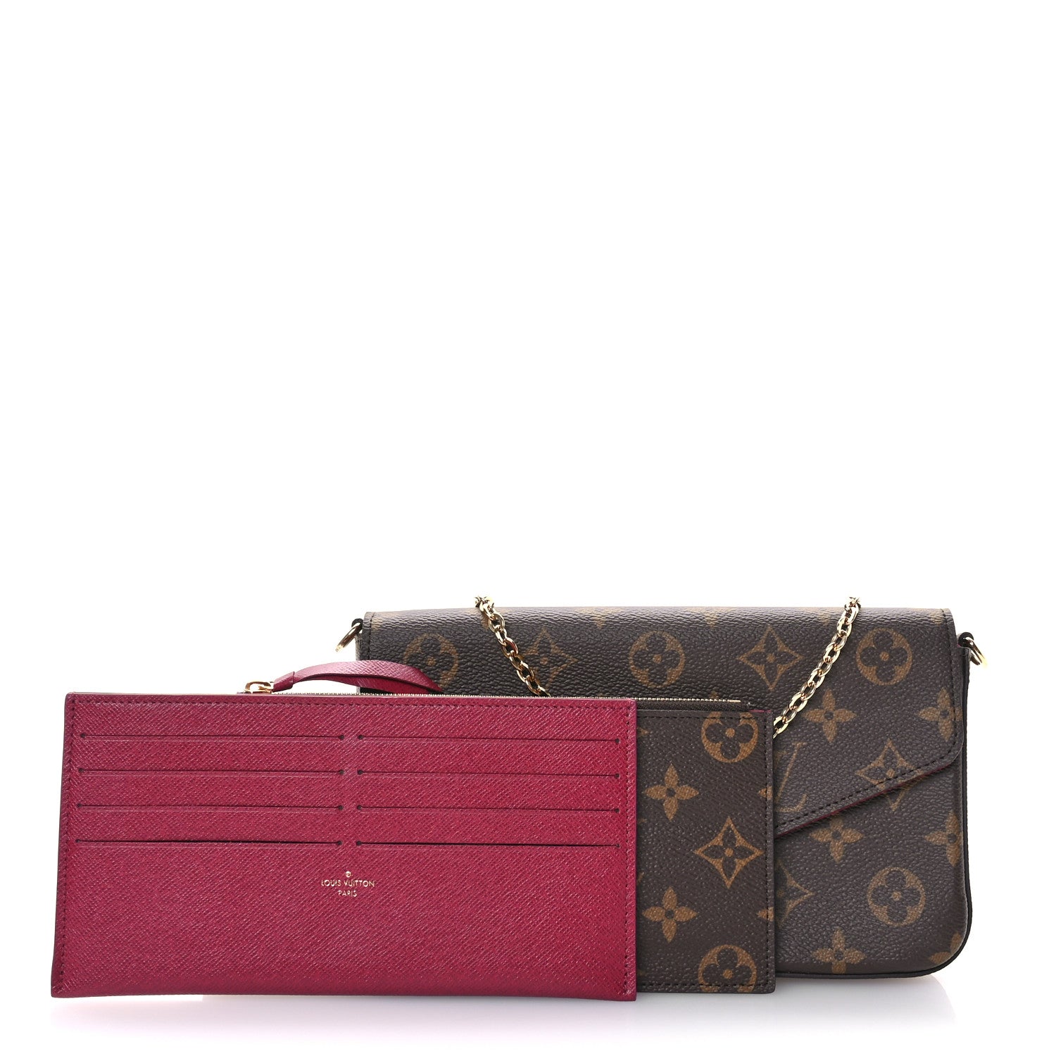 Louis Vuitton Monogram Pochette Felicie Chain Wallet Fuchsia 3 of 11