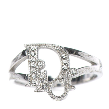 Christian Dior Crystal Logo Ring 7 Silver 1 of 4