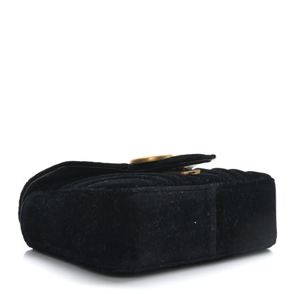 Gucci Velvet Matelasse Mini GG Marmont Shoulder Bag Black 4 of 10