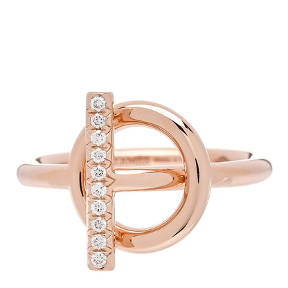 Hermes 18K Rose Gold Diamond PM Echappee Ring 53 6.25 1 of 6