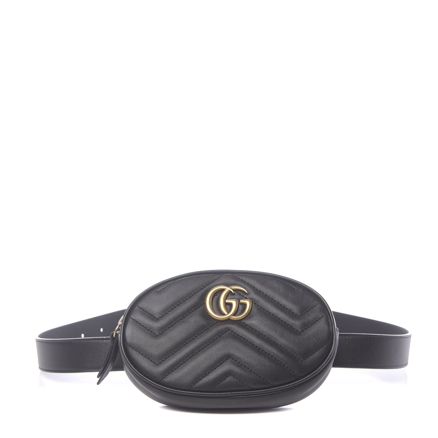 Gucci Calfskin Matelasse GG Marmont Belt Bag 75 30 Black 1 of 10