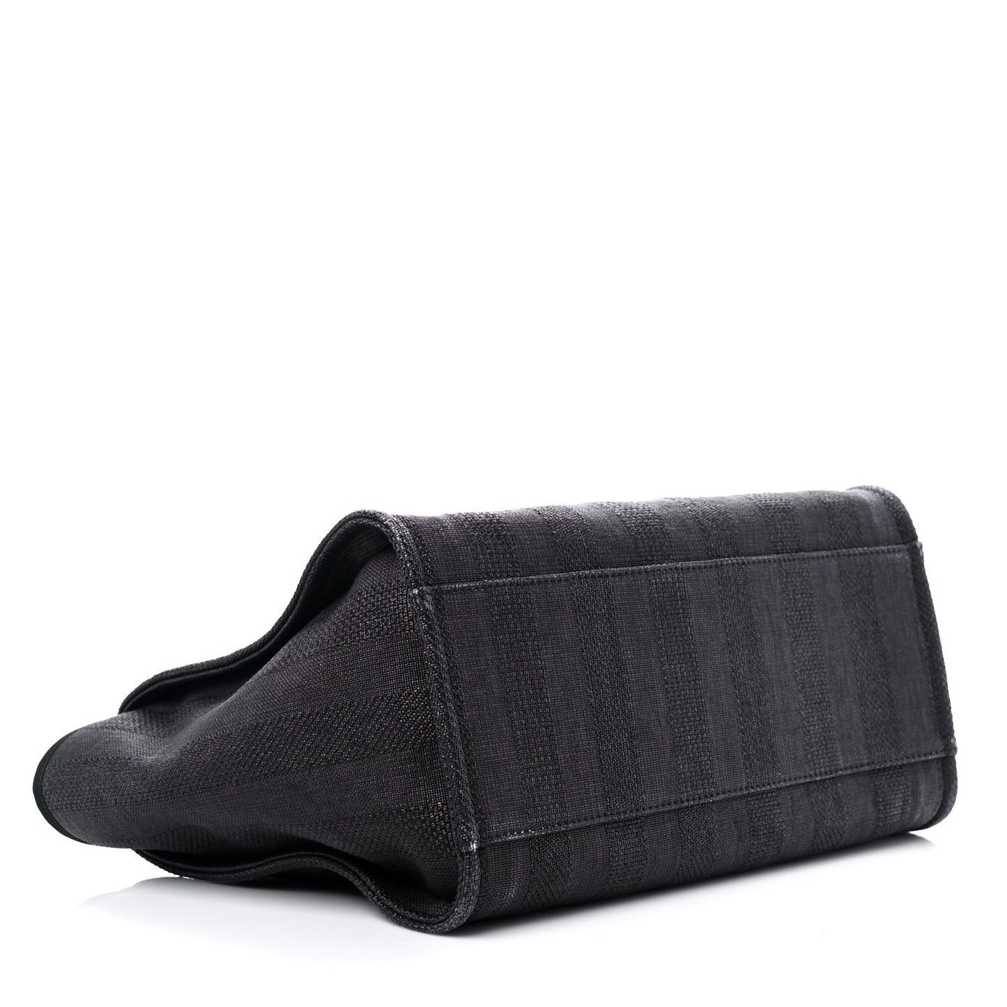 Mixed Fibers Calfskin Striped Medium Deauville Tote Black