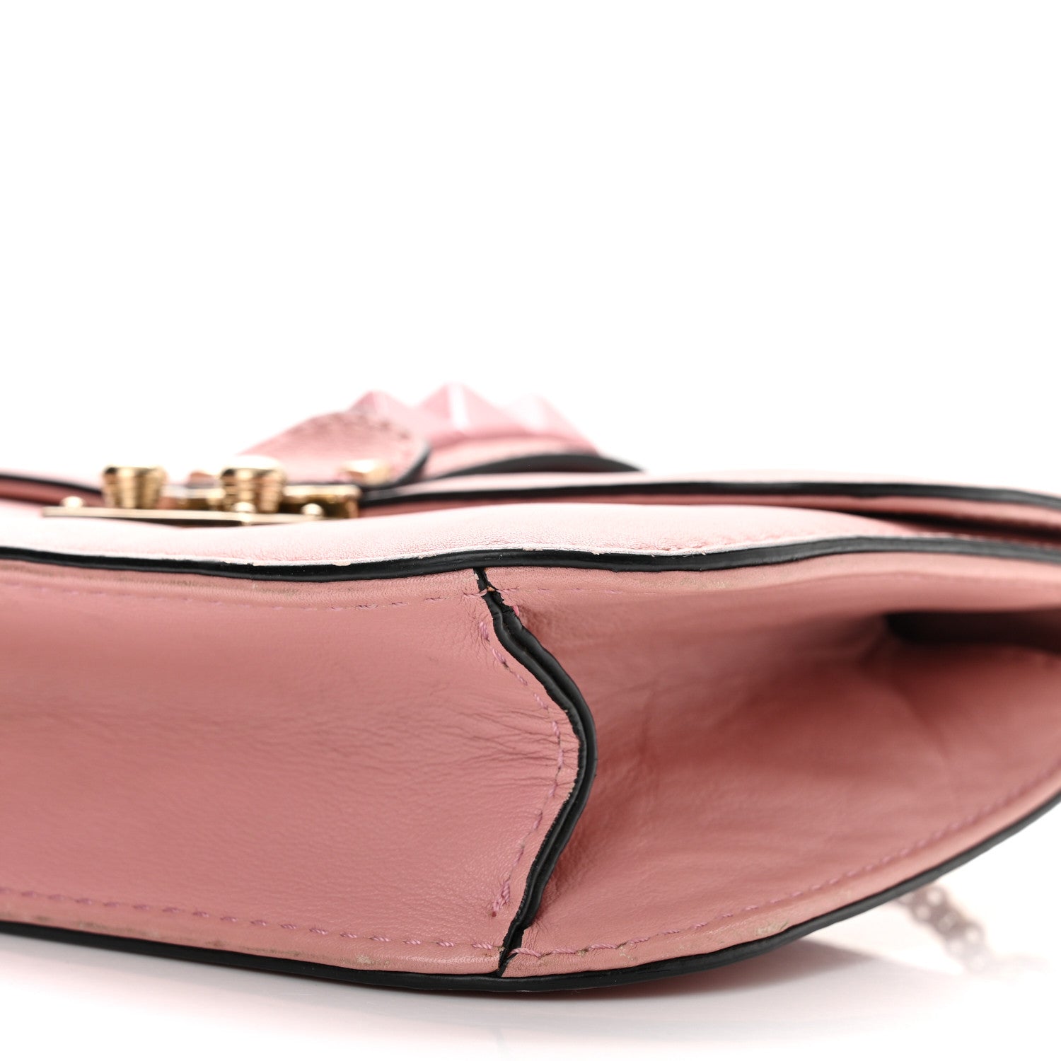 Valentino Garavani Vitello Enamel Small Glam Lock Rockstud Flap Water Rose 9 of 11