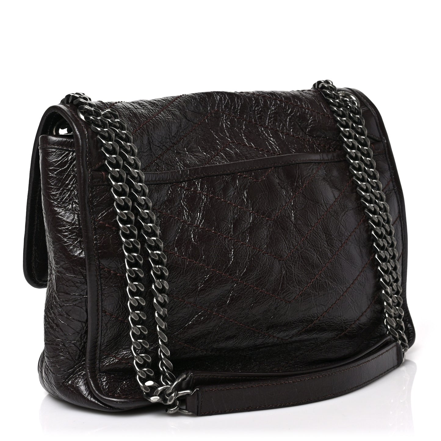 Crinkled Calfskin Matelasse Monogram Medium Niki Chain Satchel Tulip