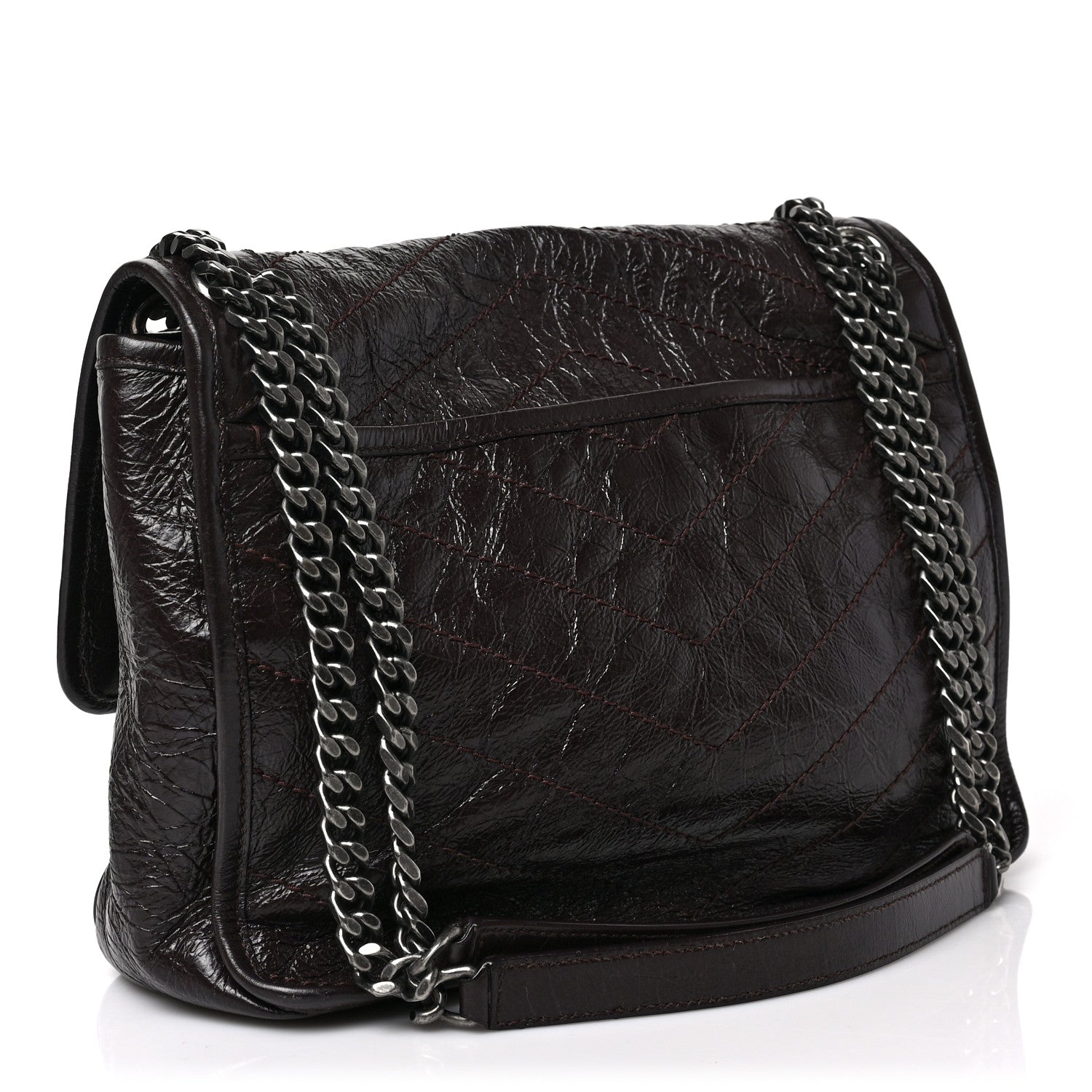 Saint Laurent Crinkled Calfskin Matelasse Monogram Medium Niki Chain Satchel Tulip 3 of 8