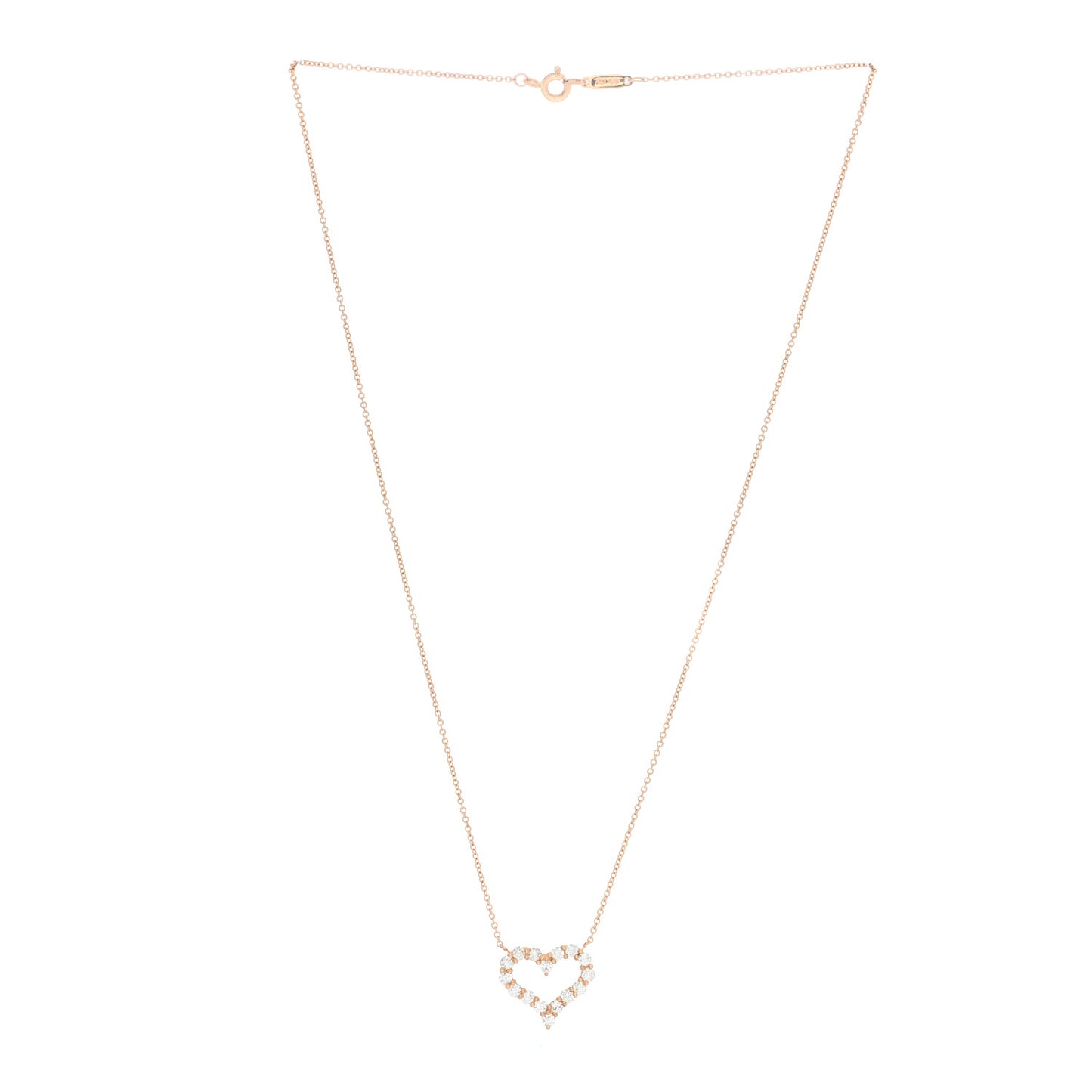 18K Rose Gold Diamond Small Heart Pendant Necklace
