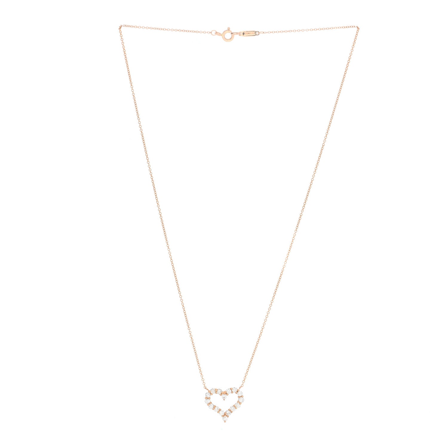 Tiffany 18K Rose Gold Diamond Small Heart Pendant Necklace 2 of 3