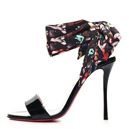 Christian Louboutin Patent Satin Fetish Du Desert 100 Sandal 39 Black 1 of 8