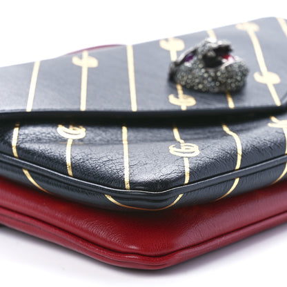 Gucci Calfskin Diagonal GG Medium Thiara Double Envelope Shoulder Bag Black Red 11 of 13