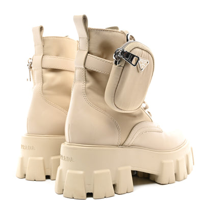 Prada Spazzolato Rois Re-Nylon Metal Triangle Logo Monolith Pouch Pocket 55mm Boots 36 Deserto 4 of 9