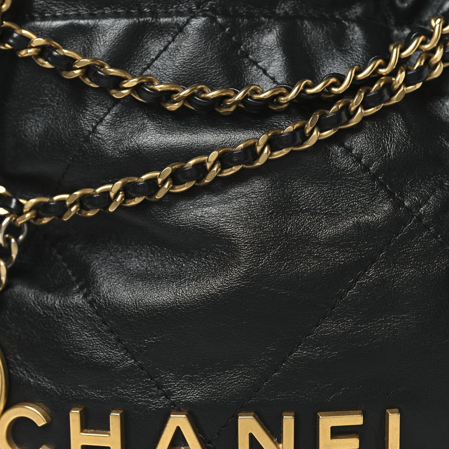 Chanel Shiny Calfskin Quilted Mini Chanel 22 Black 8 of 10