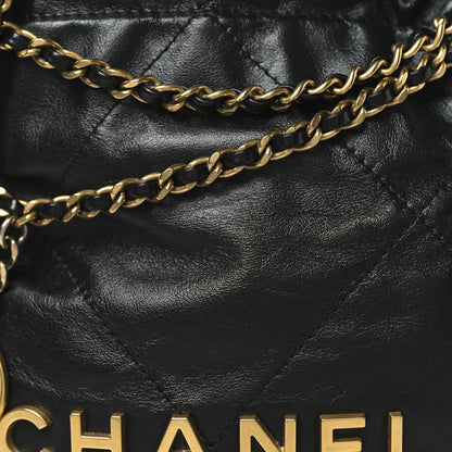 Chanel Shiny Calfskin Quilted Mini Chanel 22 Black 8 of 10