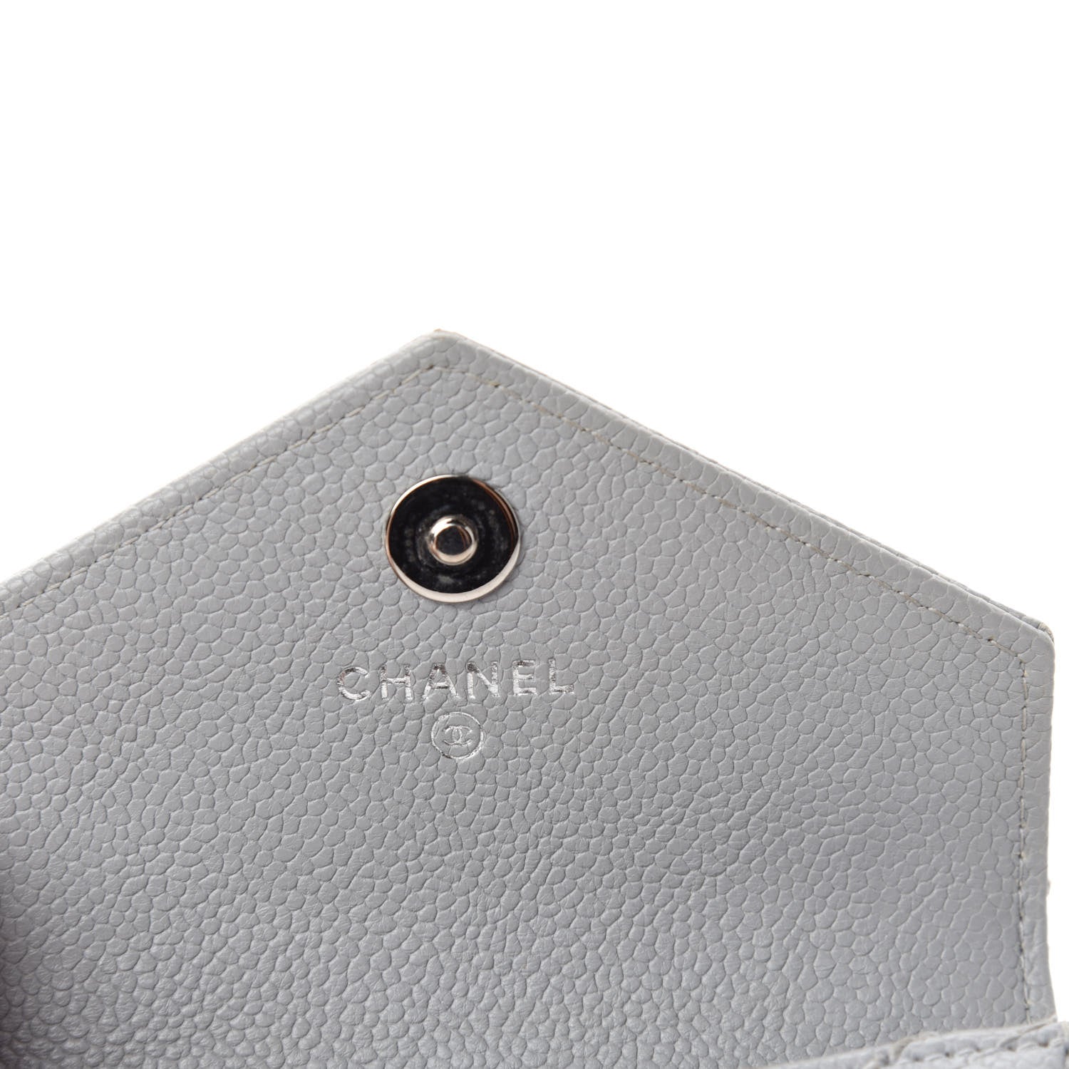 Chanel Caviar Chevron Quilted Card Holder Flap Wallet Grey 7 of 9